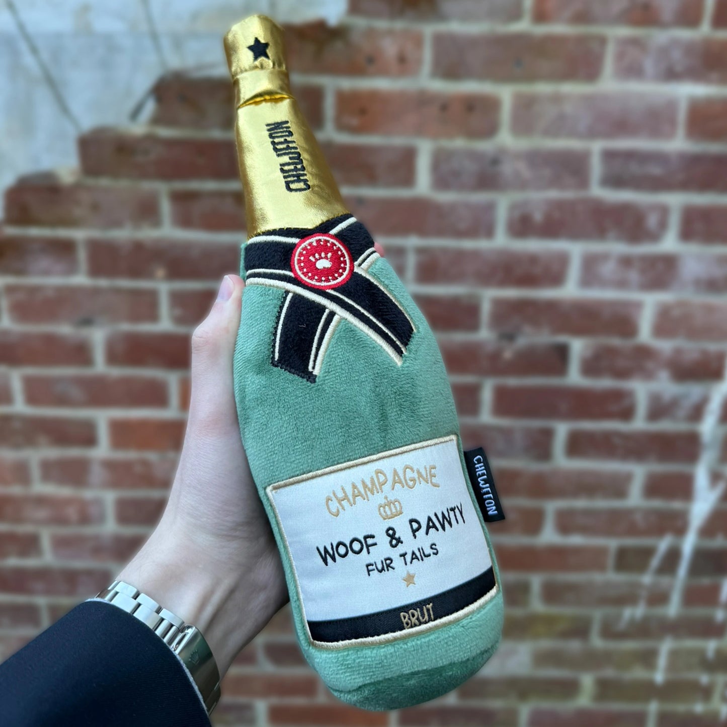 Champagne Plüschspielzeug für Hunde – mit Quietscher